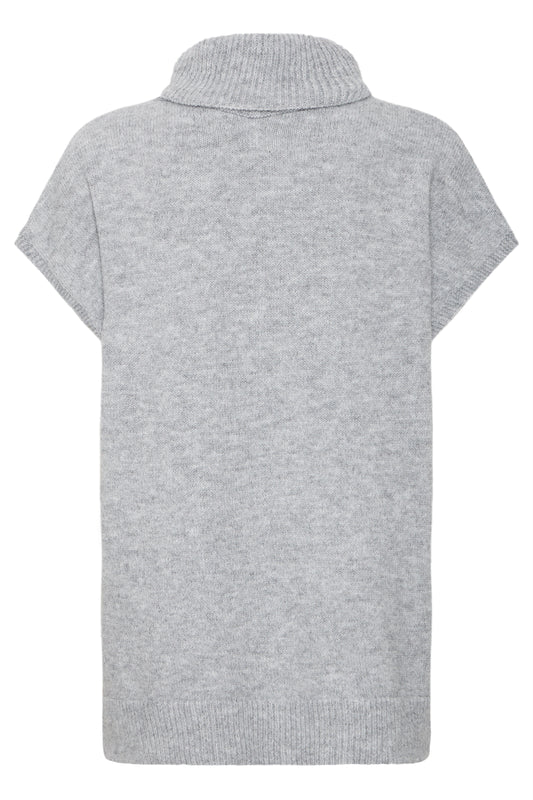 Byvalma Roll Neck Vest | Light Grey Melange