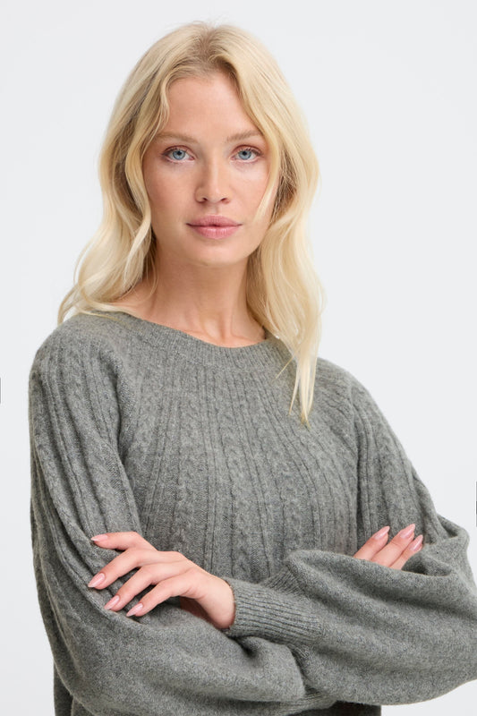 Bymagge Cable Jumper | Mid Grey Melange