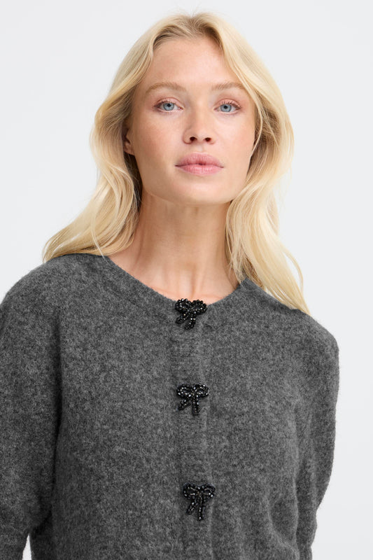 Byomea Deco Cardigan | Dark Grey Melange