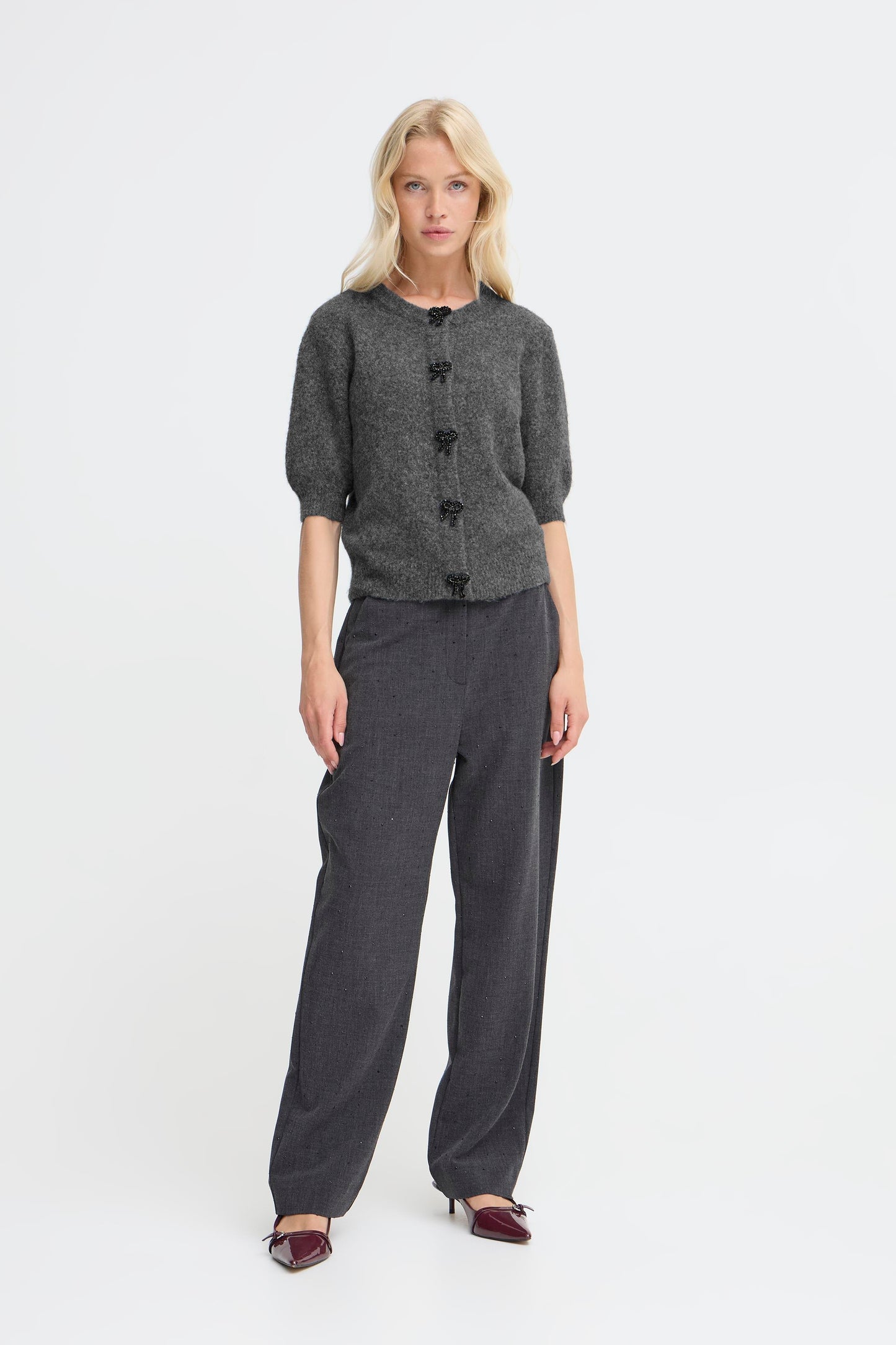 Byomea Deco Cardigan | Dark Grey Melange