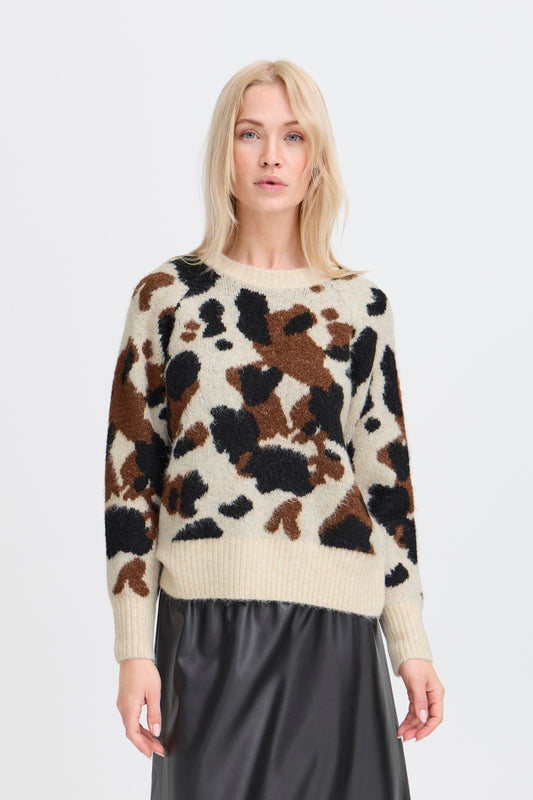Byomea Cow Jumper | Birch Cow Jacquard