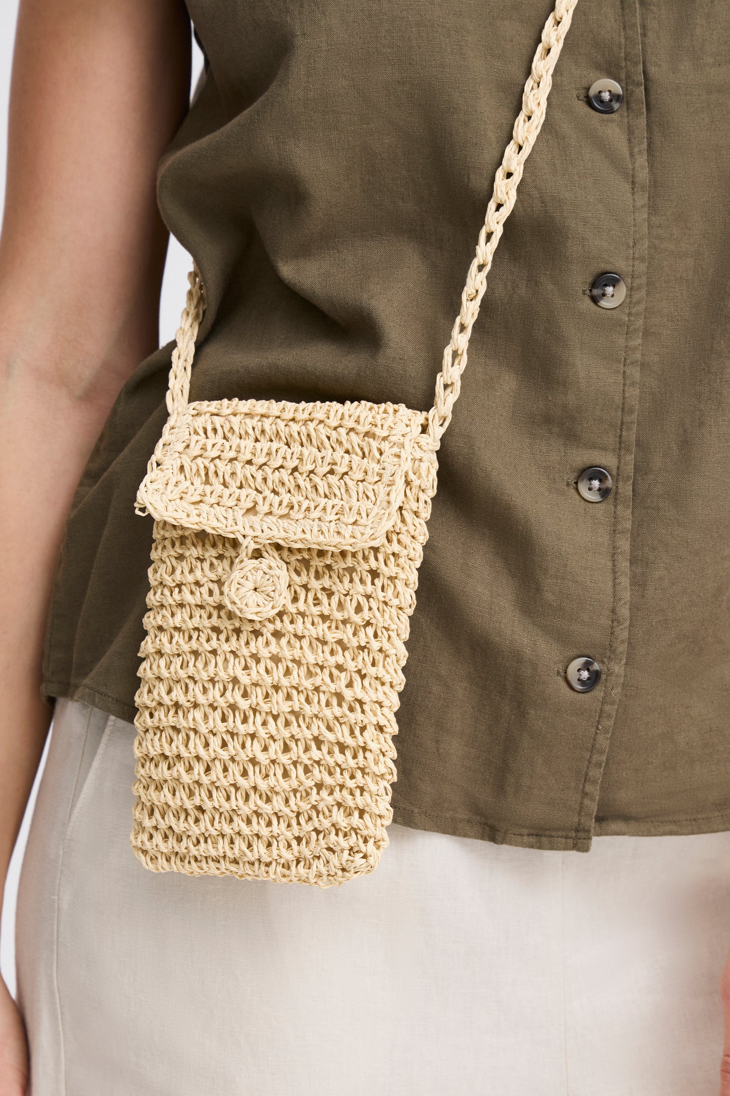 B Young Bavibbe Phone Bag | Natural Straw