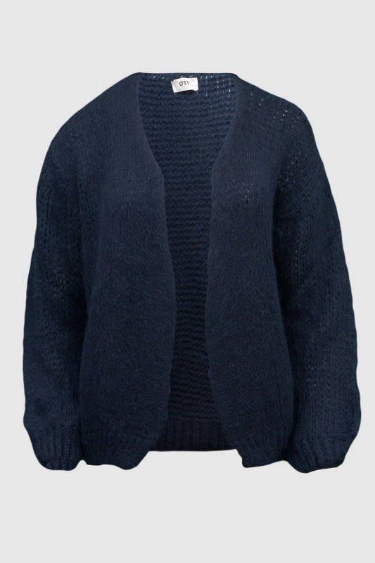 Smila Mohair Blend Cardigan | Navy