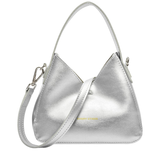 Every Other Silver Dual Strap Small Slouch Shoulder bag