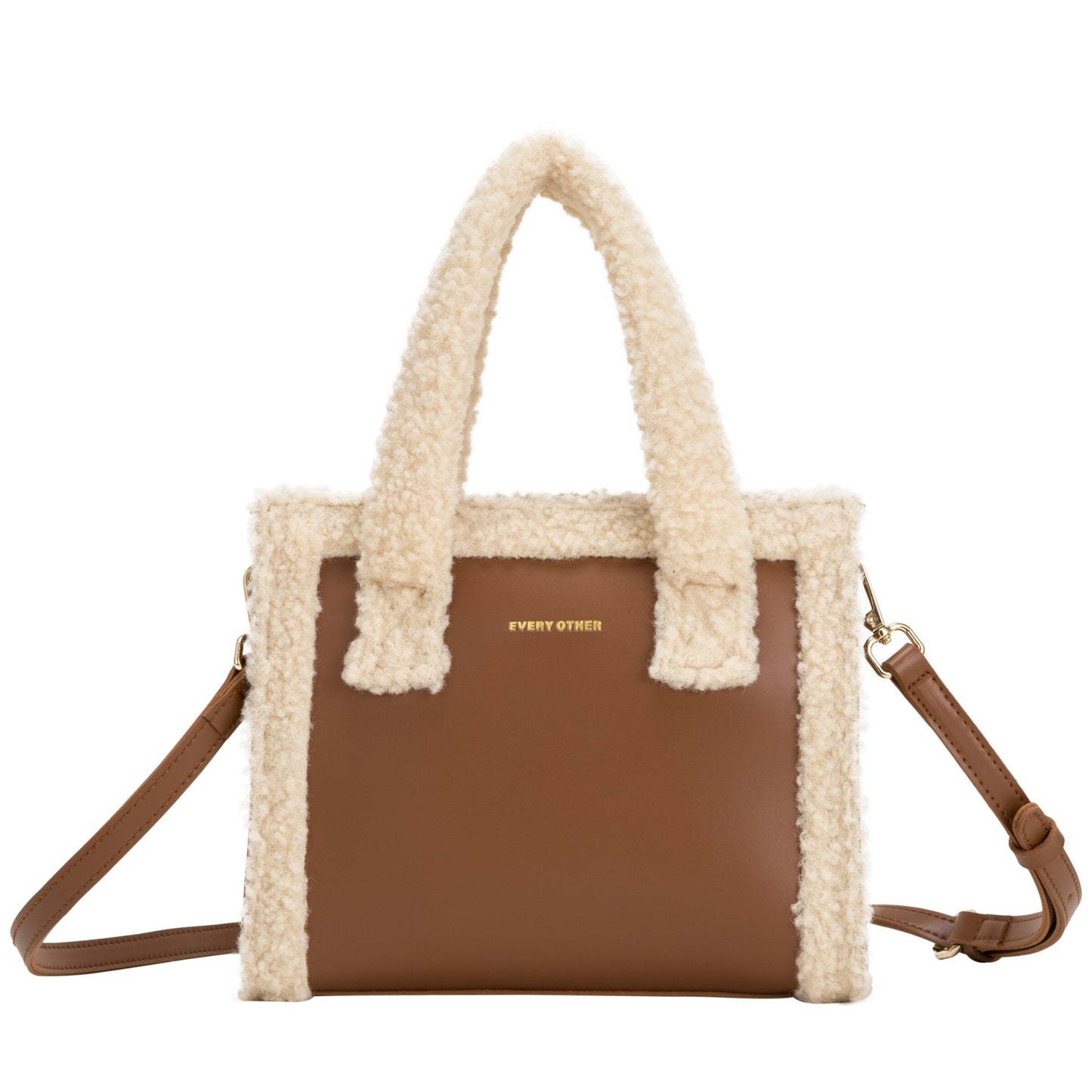 Square Shearling Grab Bag | Brown