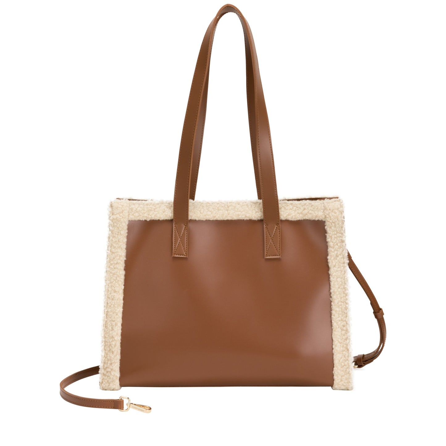 Square Shearling Tote Bag | Brown