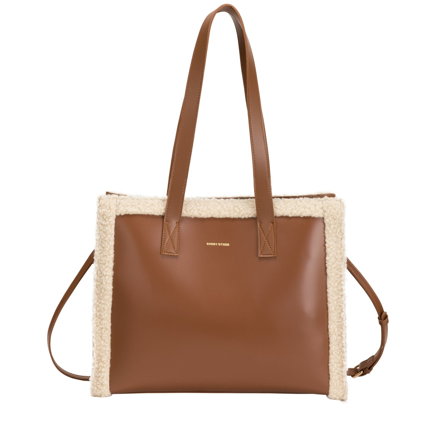 Square Shearling Tote Bag | Brown