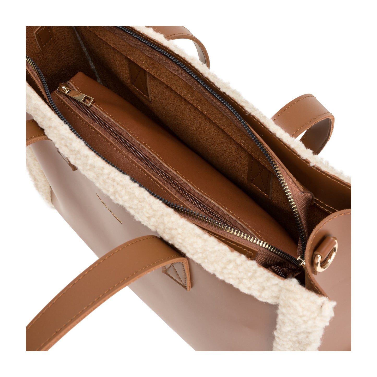 Square Shearling Tote Bag | Brown