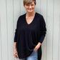 V-Neck Long Soft Knit Jumper | Black