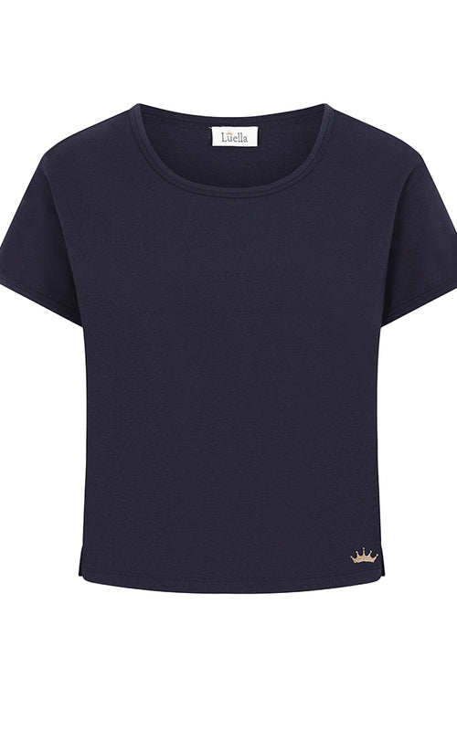 Luella Cotton Round Neck T-Shirt | Navy