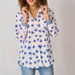 Luella Amalfi Cotton Printed Pattern Boyfriend fit Shirt in Blue
