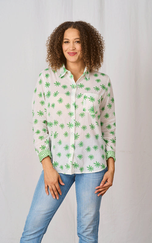 Luella Amalfi Cotton Printed Pattern Shirt in Green