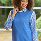 Mimi Cashmere Blend Contrast Trim Tank Top | French Blue & Ivory