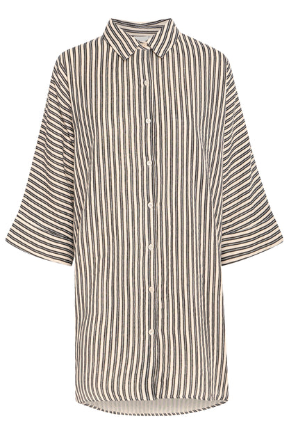 Ichi Iafoxa Striped Beach Shirt | Black Stripe