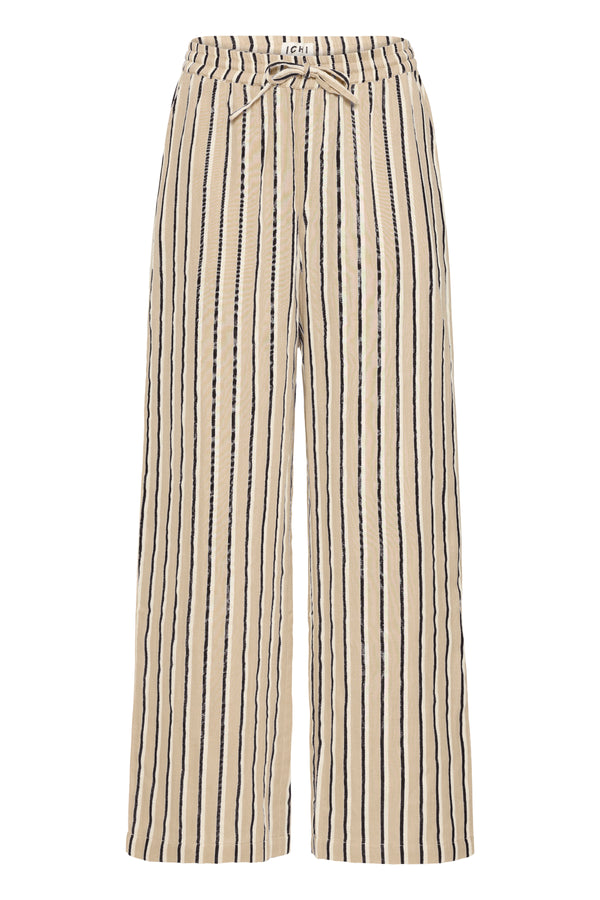 ICHI IaFoxa Striped Beach Trousers | Meteorite