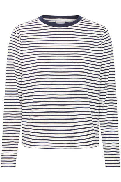 Ichi Ihmira Long Sleeve T-Shirt | Cloud Dancer & Total Eclipse
