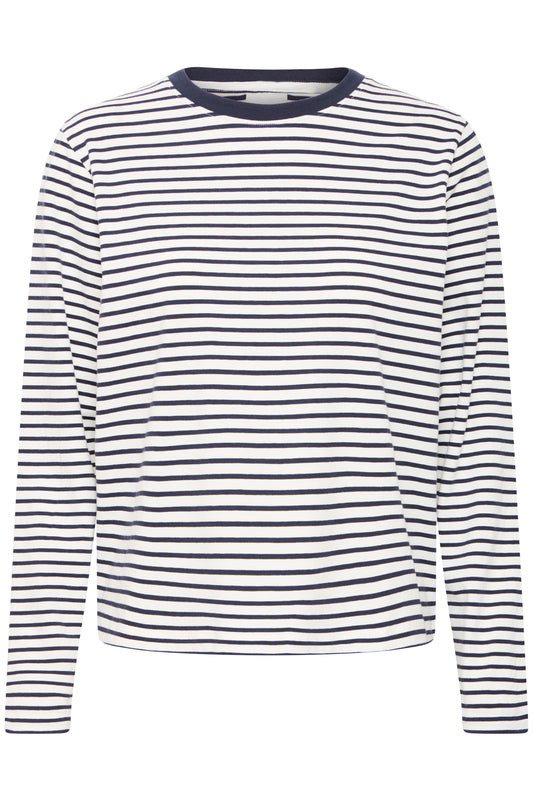 Ichi Ihmira Long Sleeve T-Shirt | Cloud Dancer & Total Eclipse