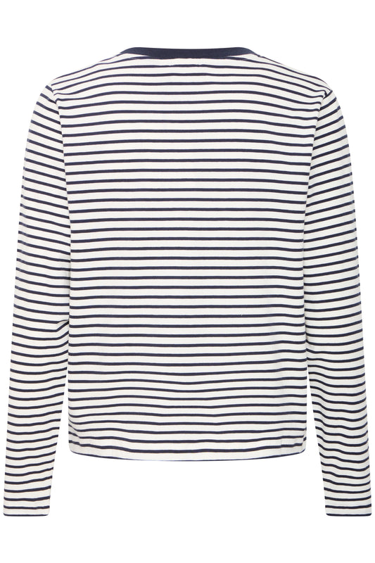 Ichi Ihmira Long Sleeve T-Shirt | Cloud Dancer & Total Eclipse