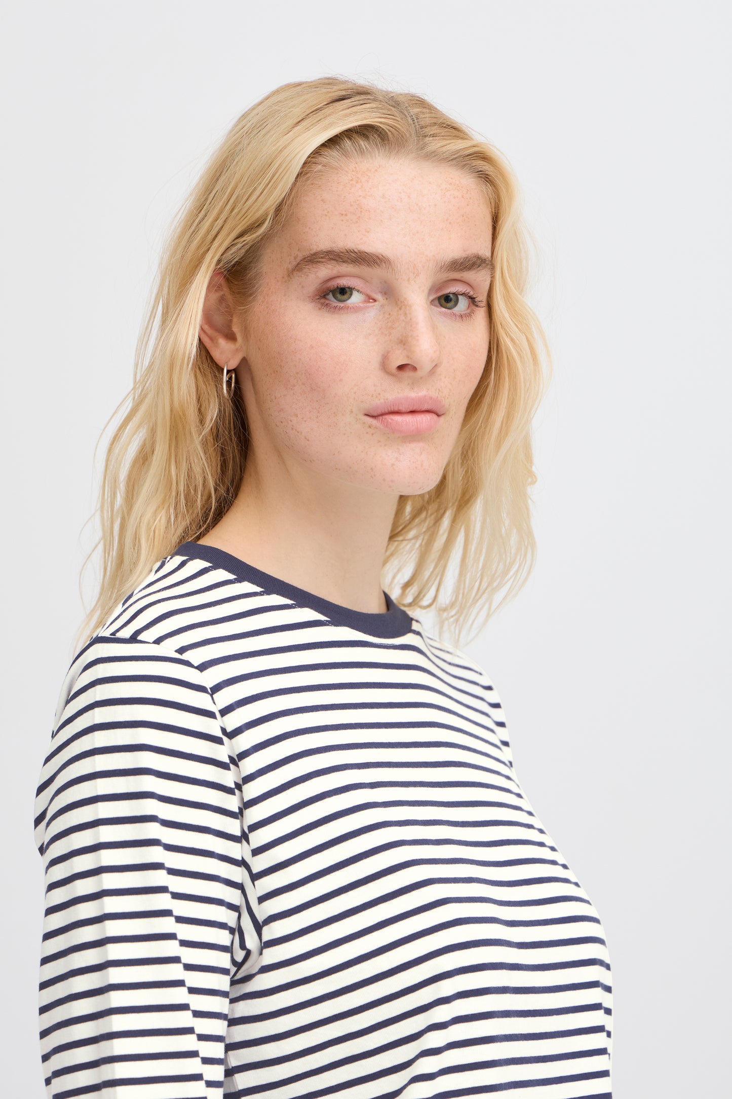 Ichi Ihmira Long Sleeve T-Shirt | Cloud Dancer & Total Eclipse