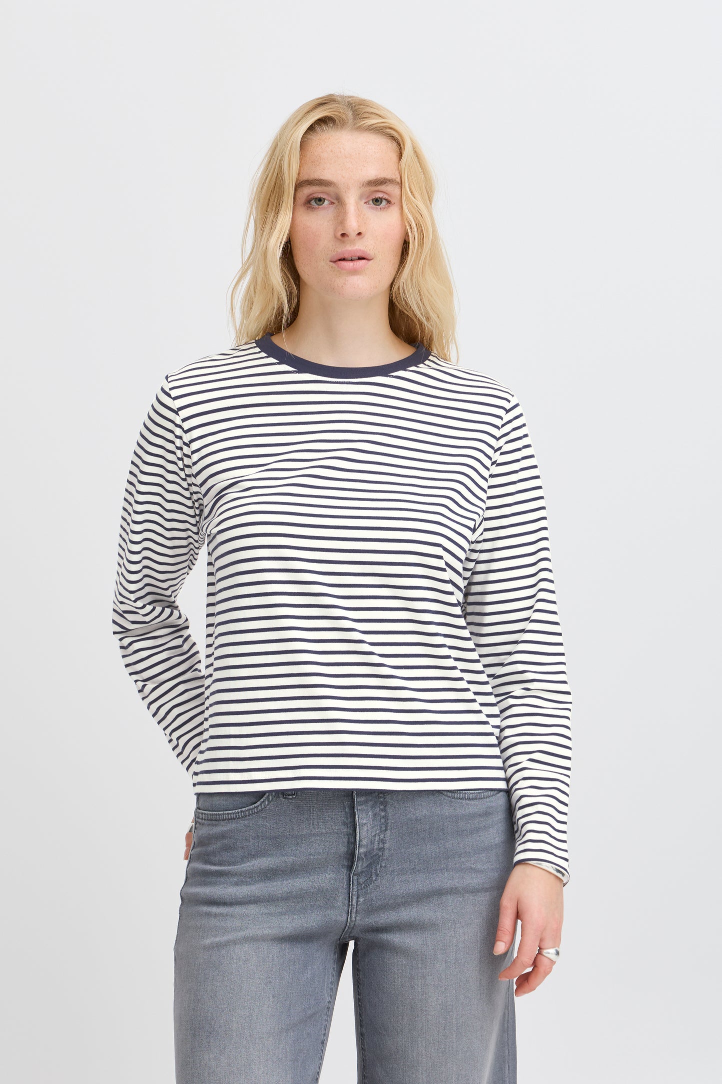 Ichi Ihmira Long Sleeve T-Shirt | Cloud Dancer & Total Eclipse