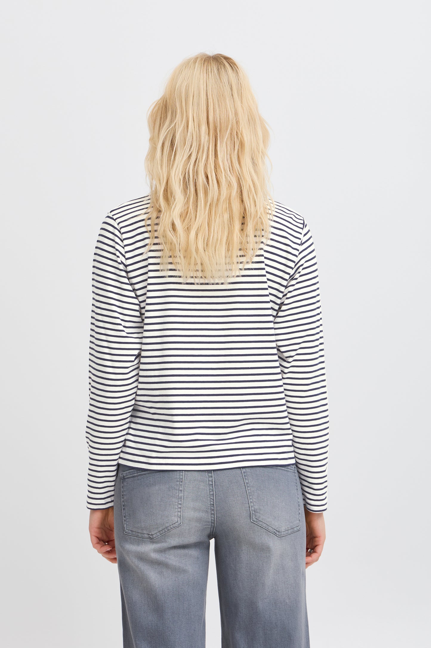 Ichi Ihmira Long Sleeve T-Shirt | Cloud Dancer & Total Eclipse