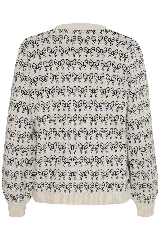 Ichi Ihbrielle Cardigan | Oatmeal & Black