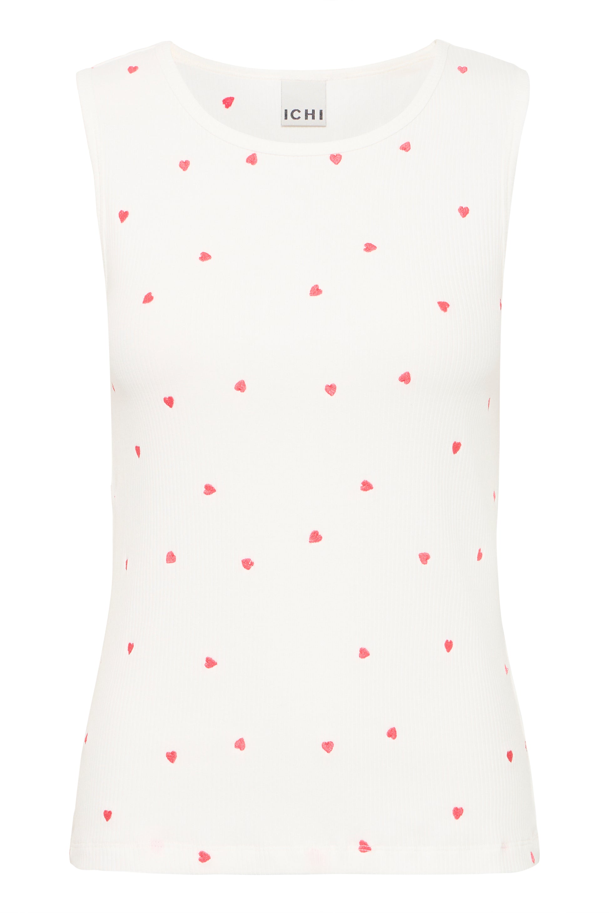 Ichi Ihpalma Vest Top | Cloud Dancer with Heart Emblem