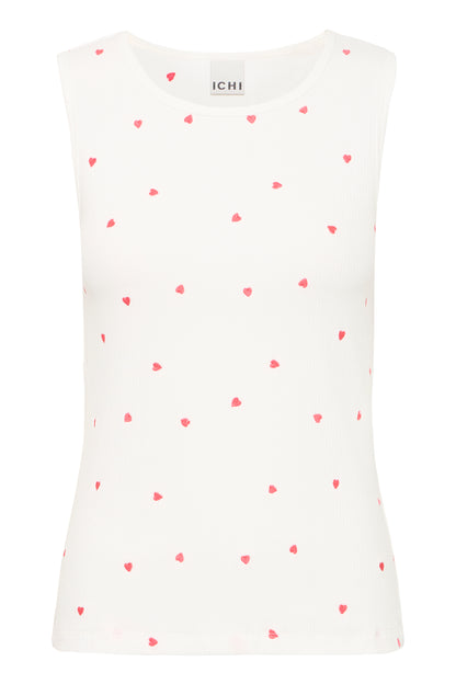 Ichi Ihpalma Vest Top | Cloud Dancer with Heart Emblem