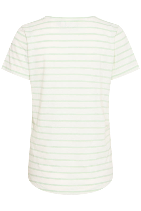 Ichi Ihyulietta V-Neck T-Shirt | Cameo Green Stripe