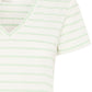 Ichi Ihyulietta V-Neck T-Shirt | Cameo Green Stripe
