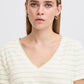 Ichi Ihyulietta V-Neck T-Shirt | Cameo Green Stripe