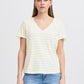 Ichi Ihyulietta V-Neck T-Shirt | Cameo Green Stripe
