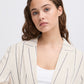 Ichi Linno Blazer | Natural Ecru Stripe