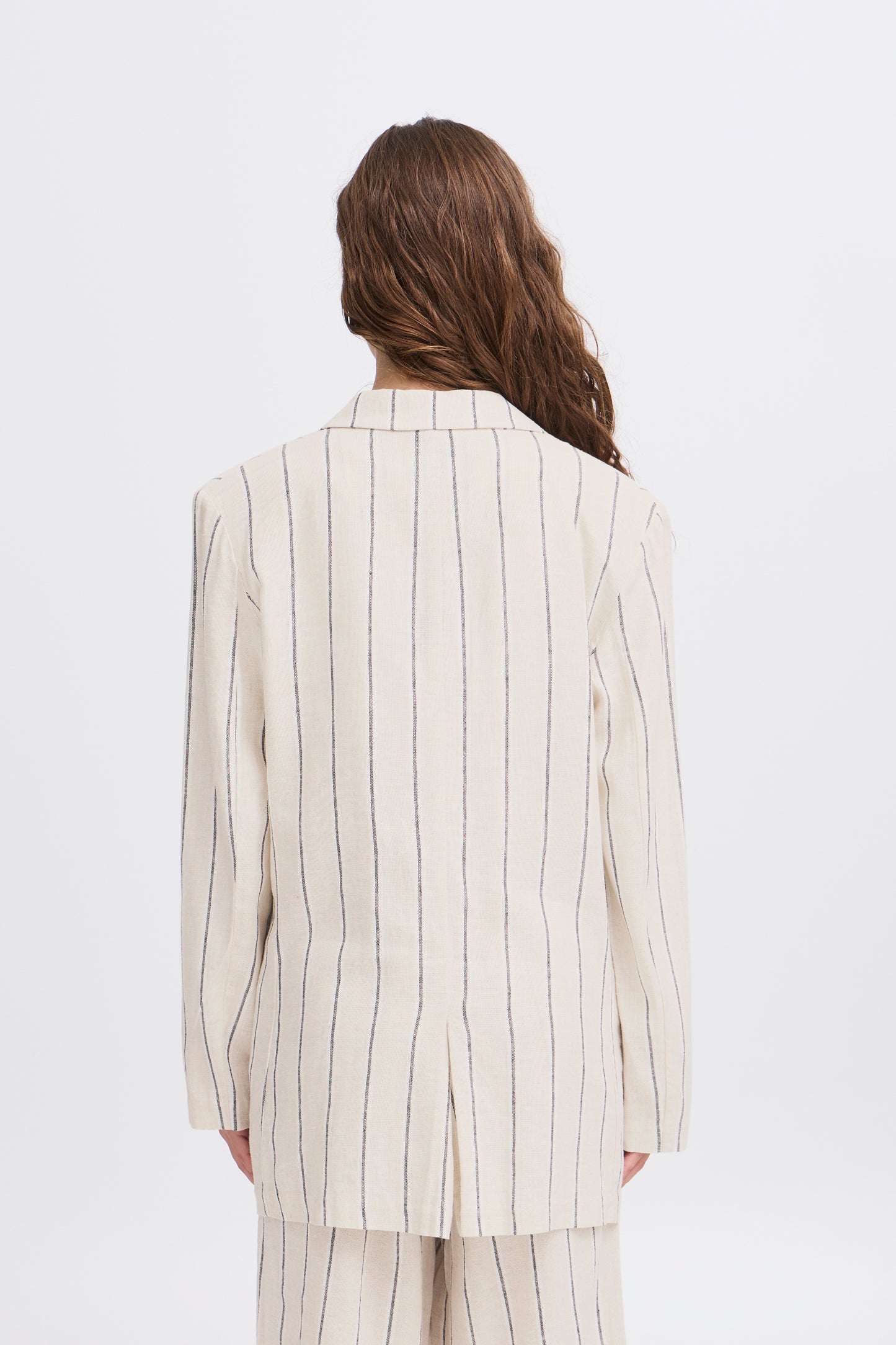 Ichi Linno Blazer | Natural Ecru Stripe