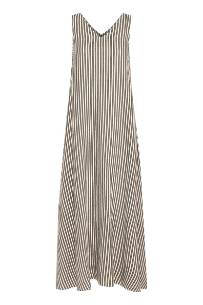 Ichi Iafoxa Striped Maxi Dress | Black Stripe
