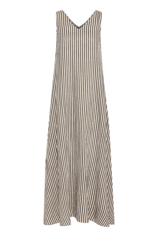 Ichi Iafoxa Striped Maxi Dress | Black Stripe