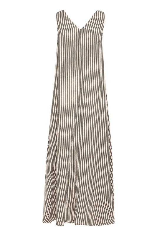 Ichi Iafoxa Striped Maxi Dress | Black Stripe