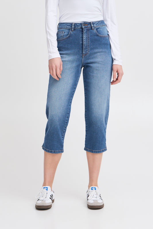Ichi Ihtwiggy Capri Jeans | Washed Medium Blue