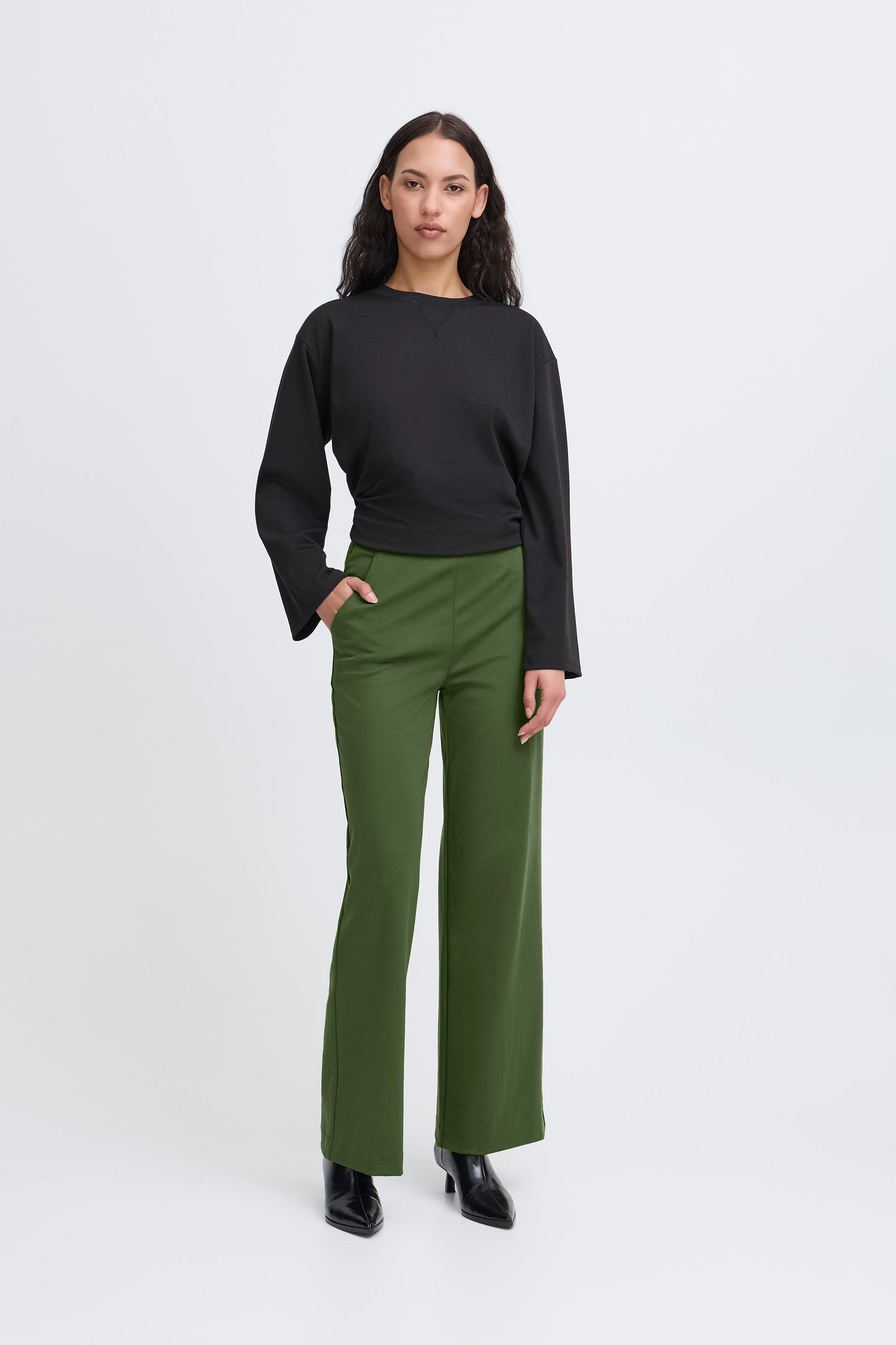 Ichi Kate Wide Pants | Rifle Green