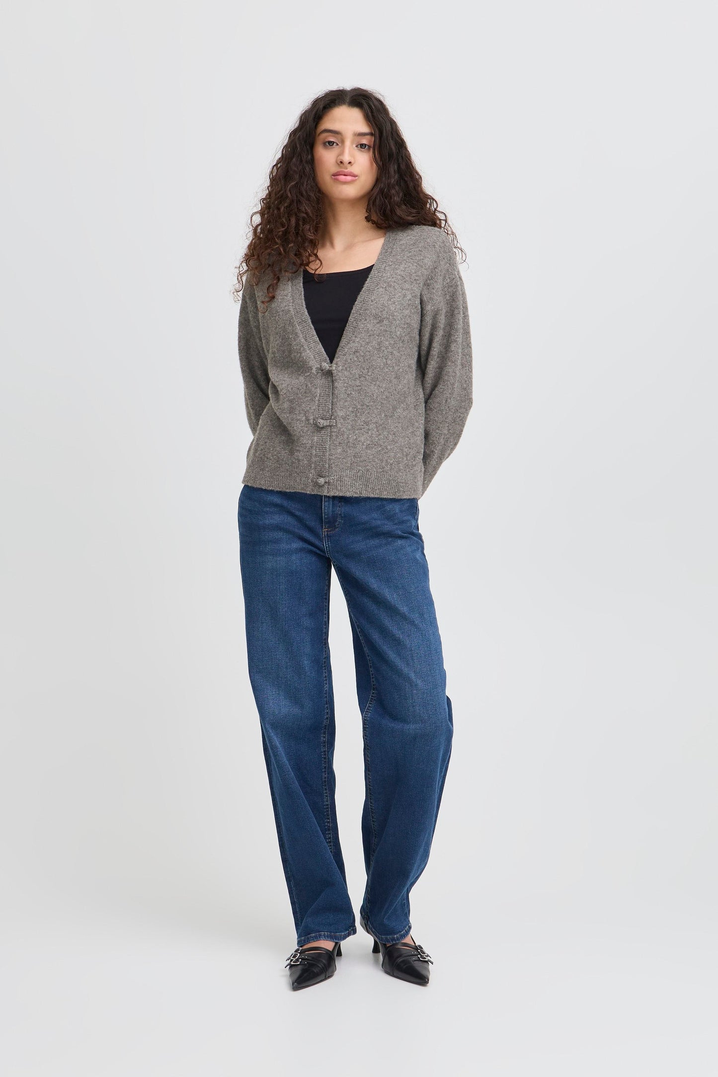 Ichi Dasila Cardigan | Dark Grey Melange