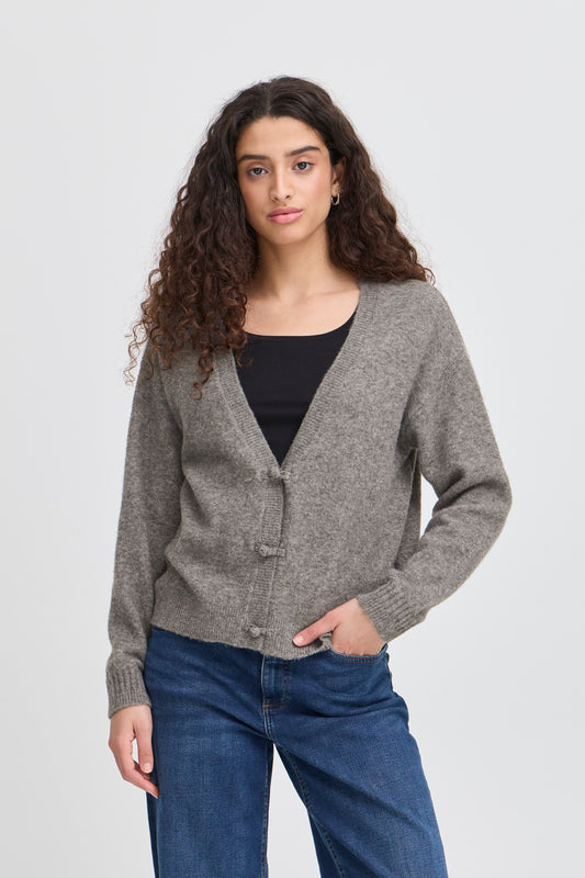 Ichi Dasila Cardigan | Dark Grey Melange