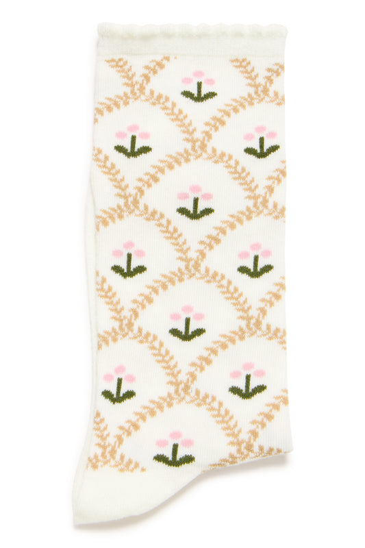 Ichi Floral Socks | Travertine