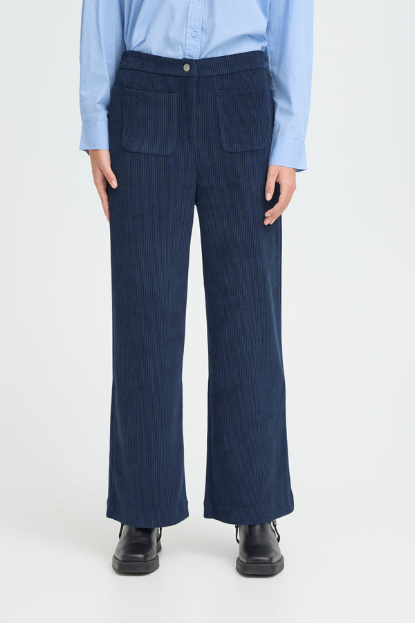 ICHI Kate Corduroy Trousers | Total Eclipse