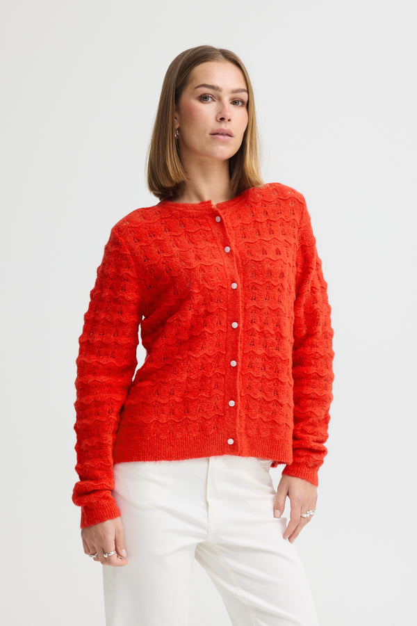 Ichi IHBaila Cardigan | Fiery Red