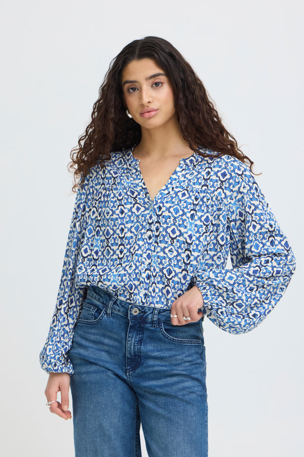 ICHI Marrakech Shirt | Sodalite Blue Ikat