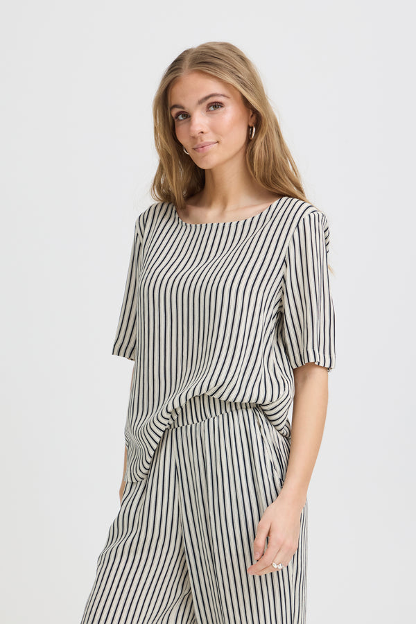 ICHI Marrakech Top | Total Eclipse Stripe
