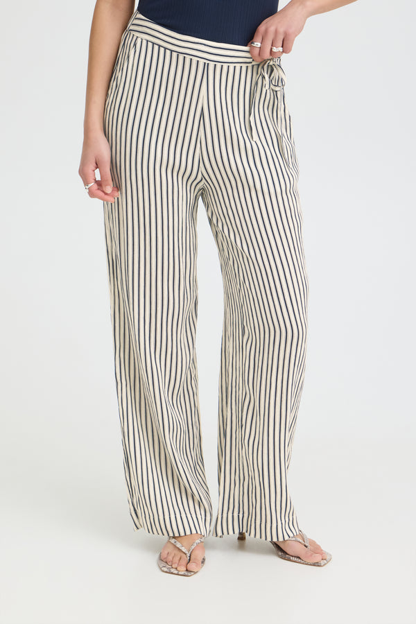 ICHI Marrakech Trousers | Total Eclipse Stripe