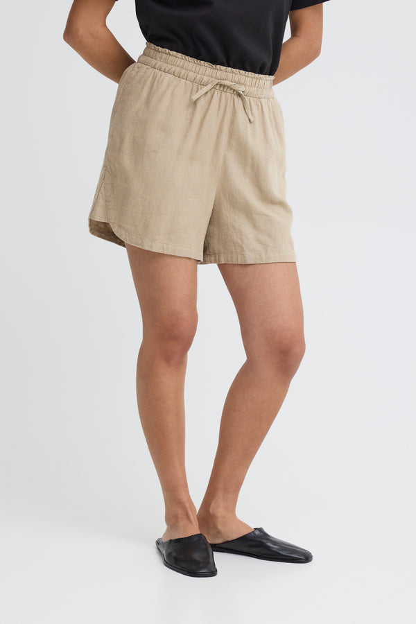 ICHI Linno Linen Shorts | Timber Wolf