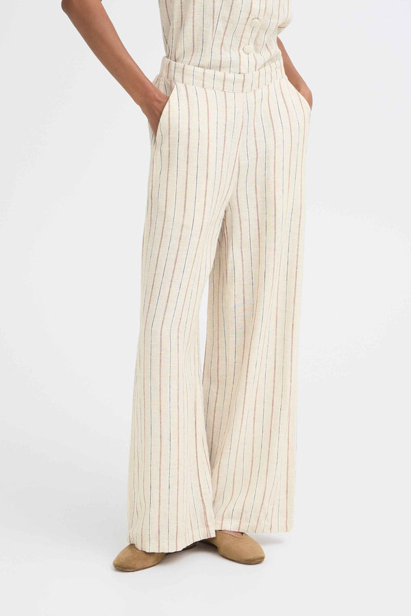 ICHI Linno Trousers | Brown Stripe