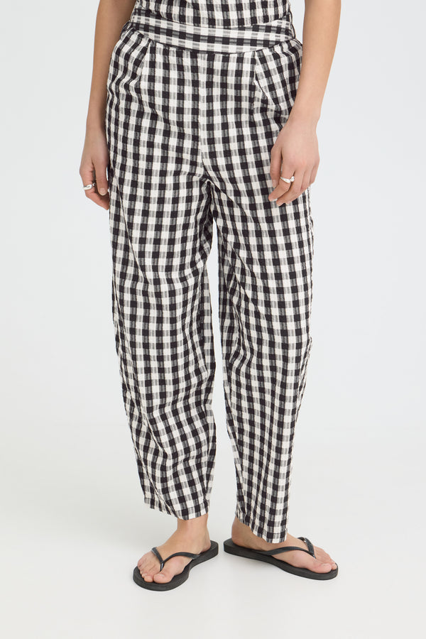 ICHI Karra Barrel Pants | Black/White